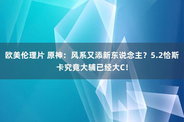 欧美伦理片 原神：风系又添新东说念主？5.2恰斯卡究竟大辅已经大C！