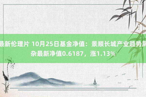 最新伦理片 10月25日基金净值：景顺长城产业趋势羼杂最新净值0.6187，涨1.13%