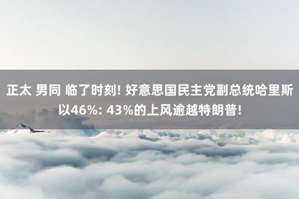 正太 男同 临了时刻! 好意思国民主党副总统哈里斯以46%: 43%的上风逾越特朗普!