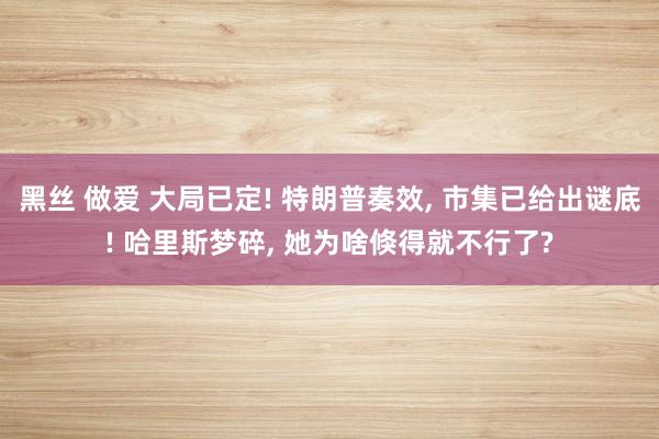 黑丝 做爱 大局已定! 特朗普奏效， 市集已给出谜底! 哈里斯梦碎， 她为啥倏得就不行了?